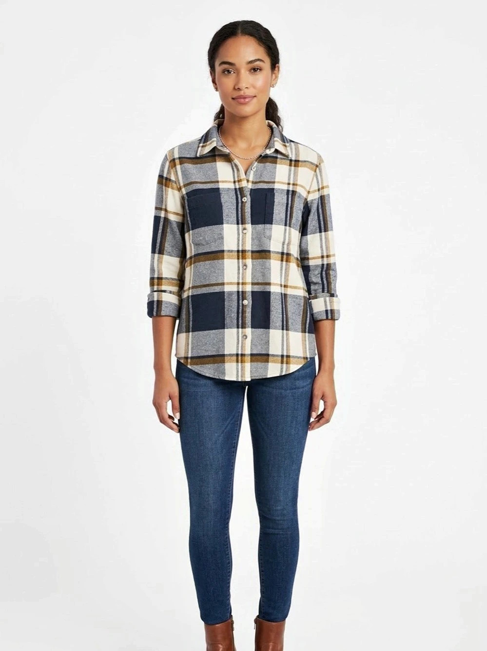 Thread & Supply Plaid Relaxed Fit Button Down Flannel Shirt Small